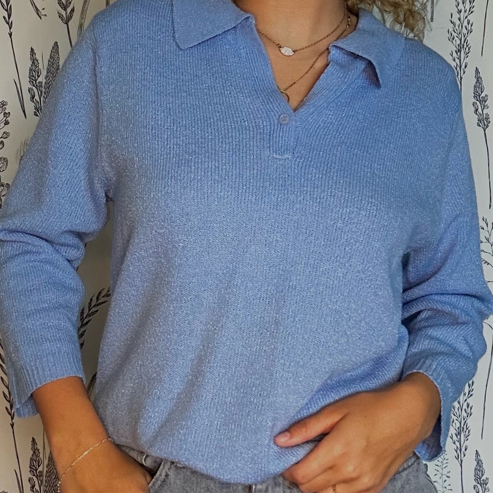 blue collard shirt 🪼